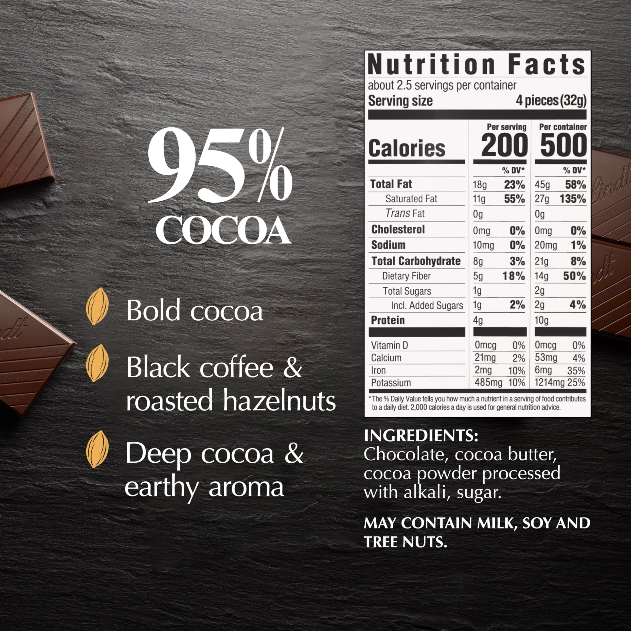 Lindt EXCELLENCE 85% Cocoa Dark Chocolate Bar, Dark Chocolate Candy, 3.5 oz. (12 Pack)