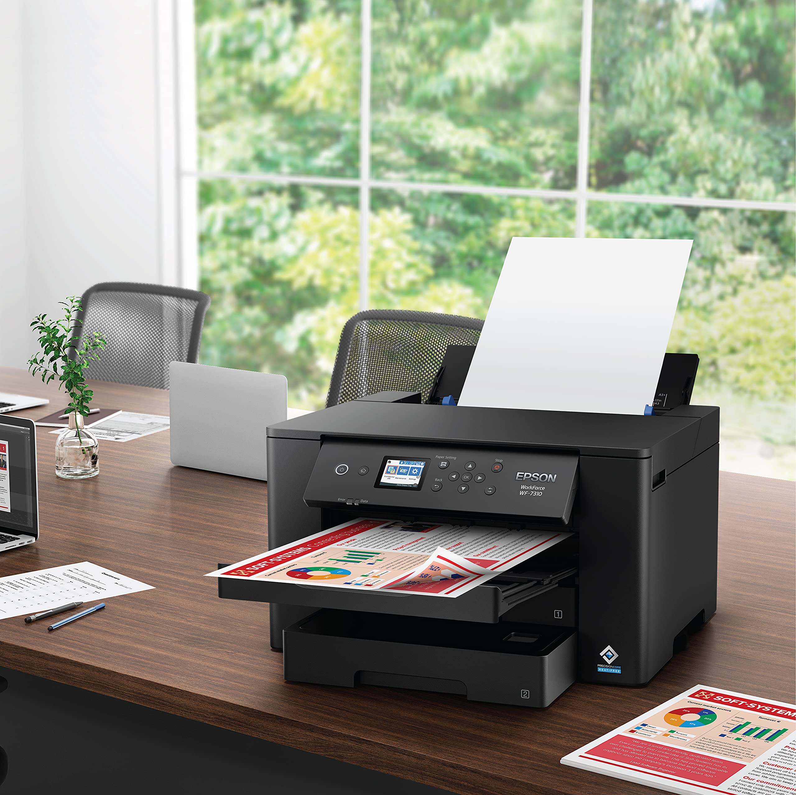 Epson Workforce Pro WF-7840 Wireless All-in-One Wide-Format Printer with Auto 2-Sided Print up to 13" x 19", Copy, Scan and Fax, 50-Page ADF, 500-sheet Paper Capacity, 4.3" Screen