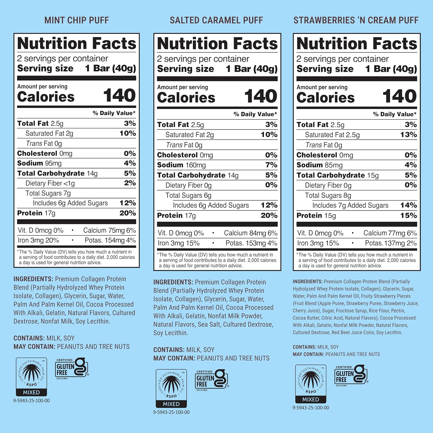 Built Bar, Puff Protein Bars, Variety Pack, Collagen, On-the-go Snacks, Breakfast Bar, Mixed Sampler, 12 Pack