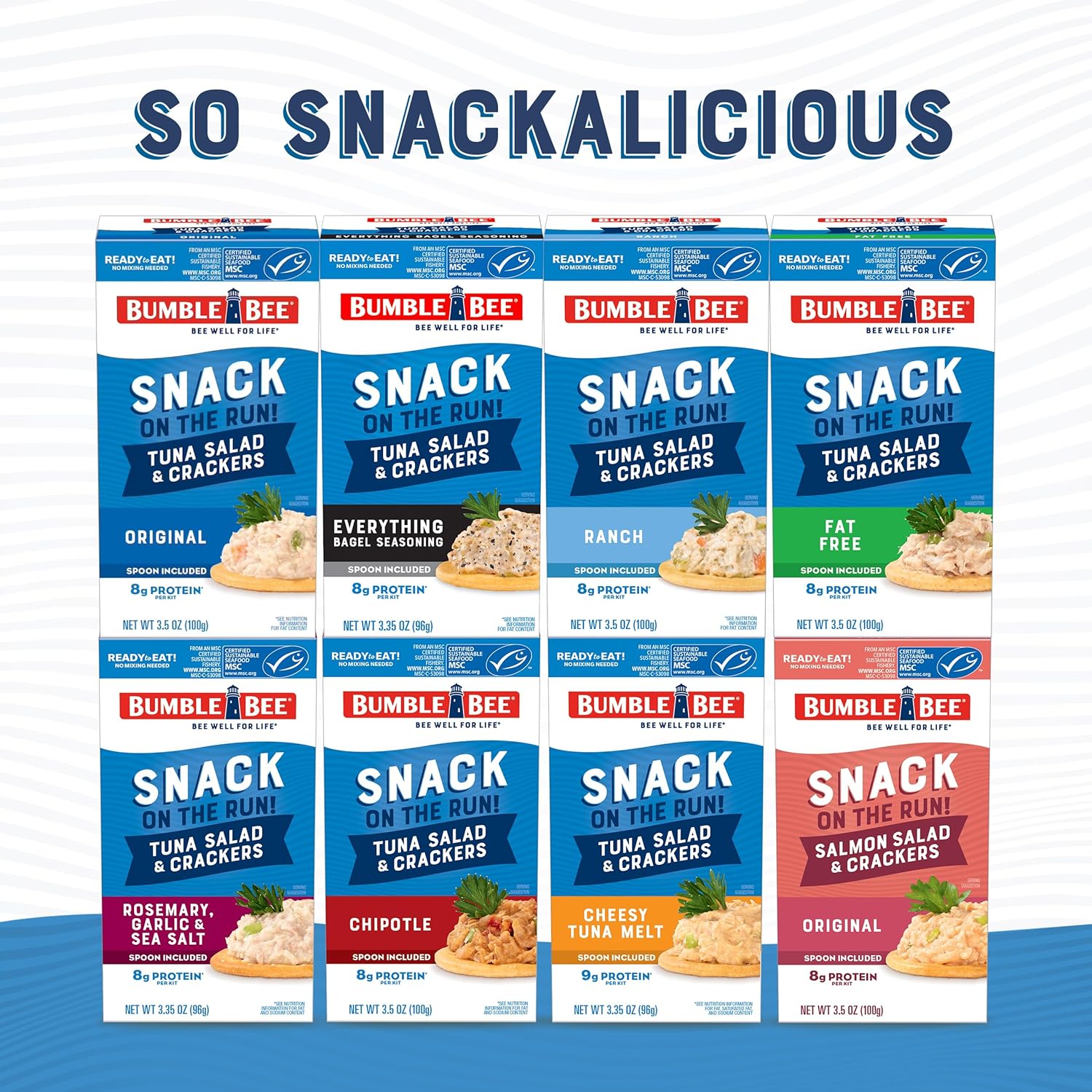 Bumble Bee Snack On The Run Original Tuna Salad with Crackers Kit (Pack of 12) - Ready to Eat Protein Snack Pack - 8g Protein per Box - Wild Caught MSC Certified Tuna