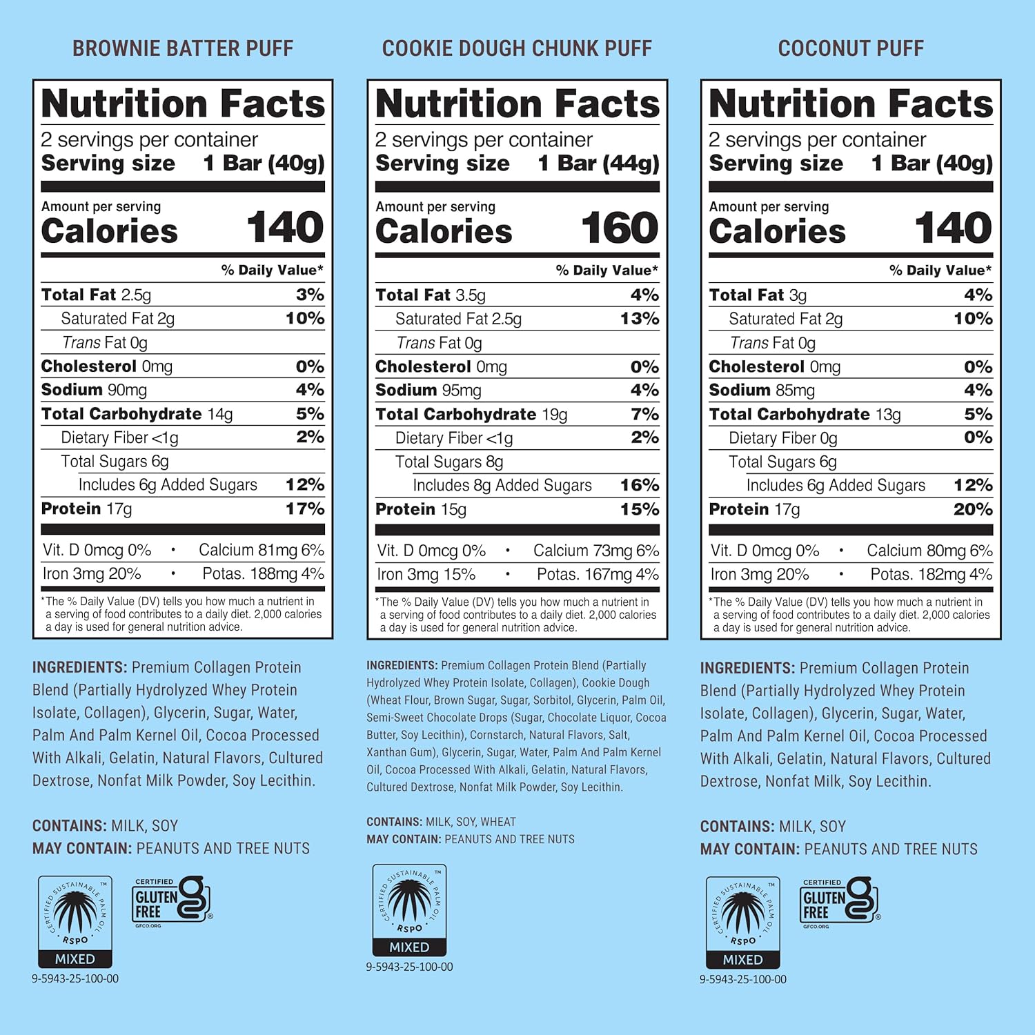 Built Bar, Puff Protein Bars, Variety Pack, Collagen, On-the-go Snacks, Breakfast Bar, Mixed Sampler, 12 Pack