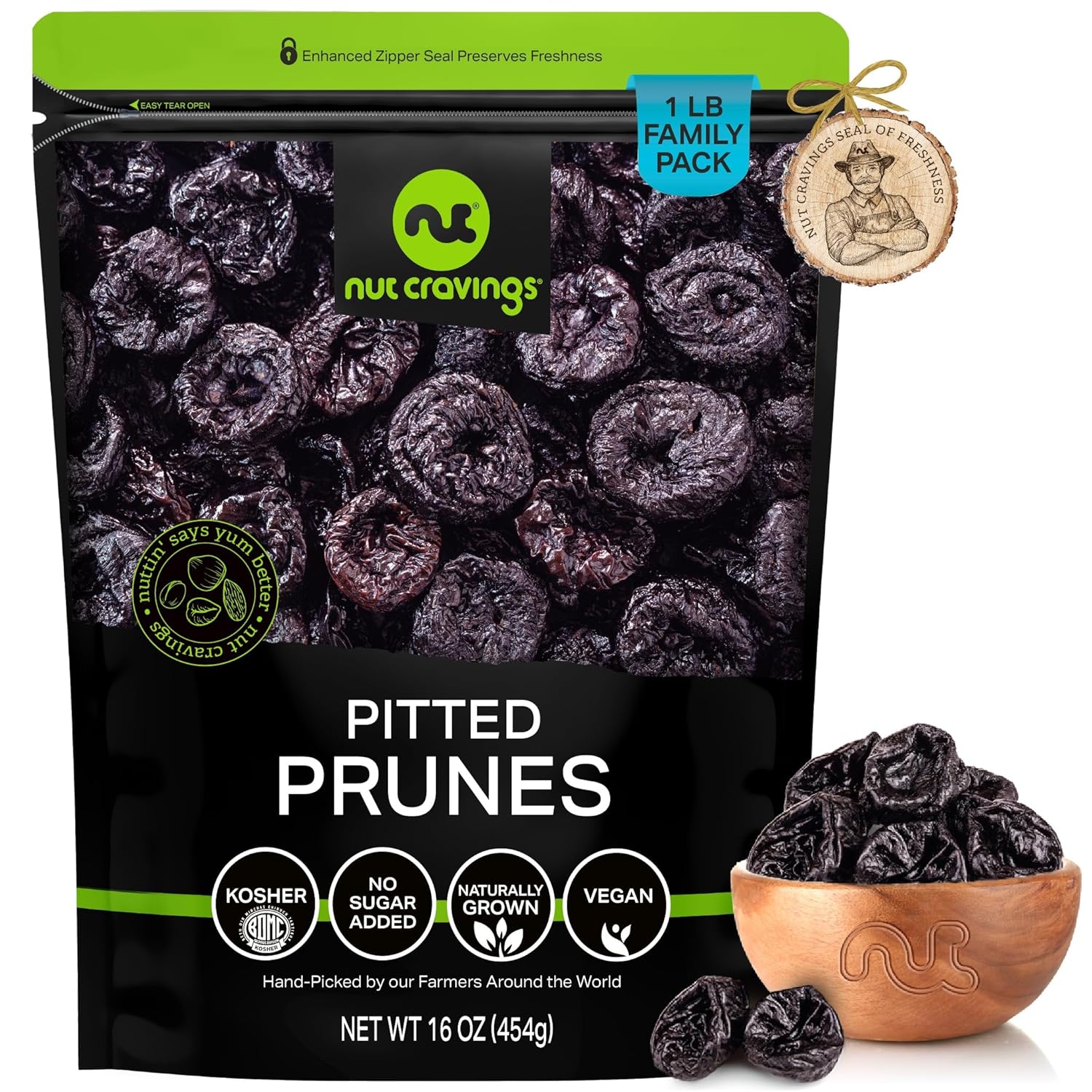 NUT CRAVINGS - Dried California Peaches, No Sugar Added, Unsweetened (16oz, 1 LB) Sweet Healthy Snack, Vegan, Kosher, Resealable Bag