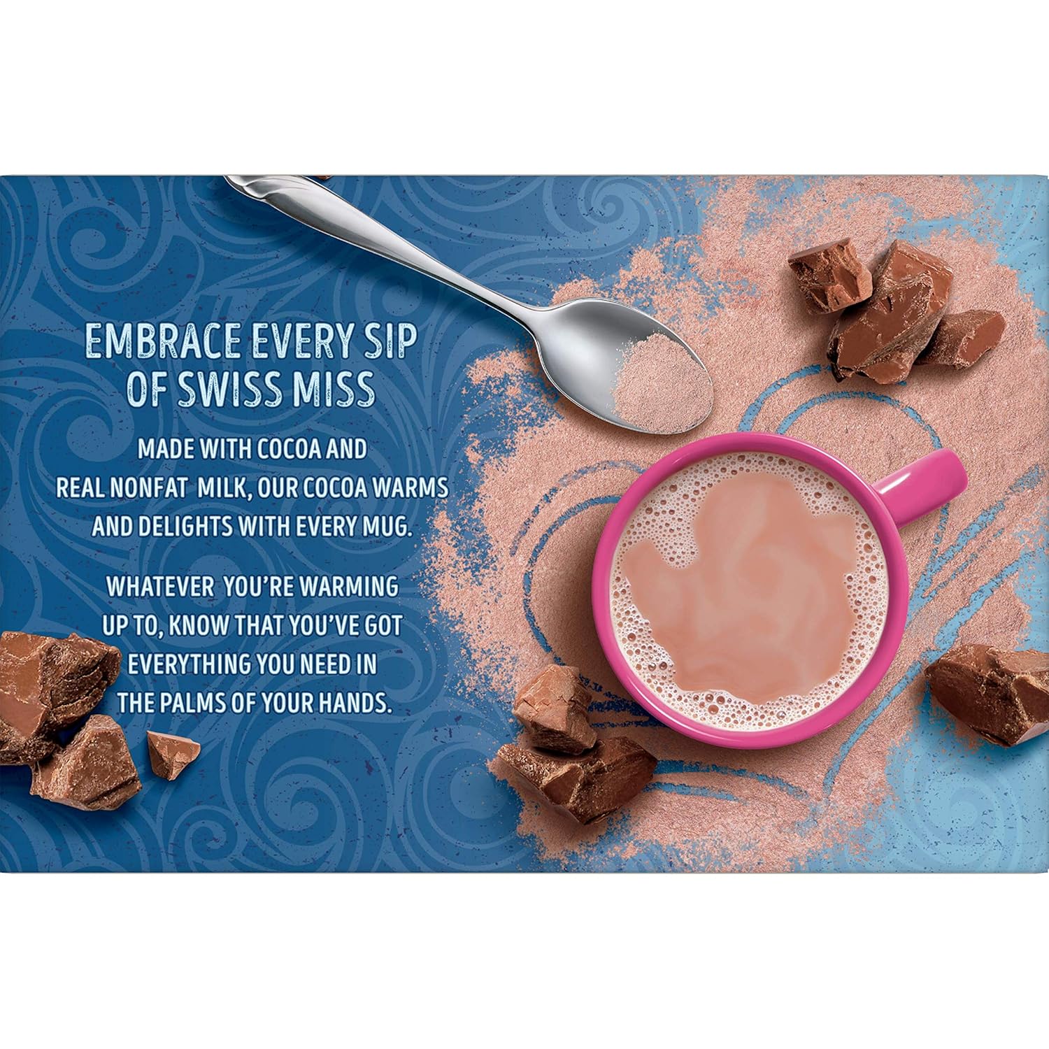 Swiss Miss Milk Chocolate Flavored Reduced Calorie Hot Cocoa Mix, Hot Cocoa Bar Supplies, 0.39 oz., 8-Count Envelopes (12 Boxes)