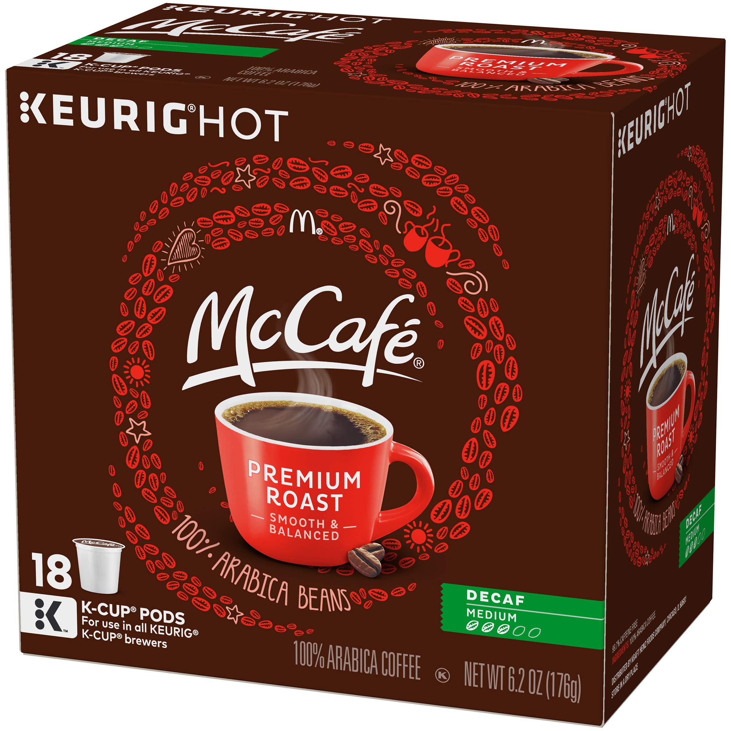 McCafe Premium Roast Decaf Coffee, Single Serve Keurig K-Cup Pods, Decaffeinated, 96 Count (4 Packs of 24)