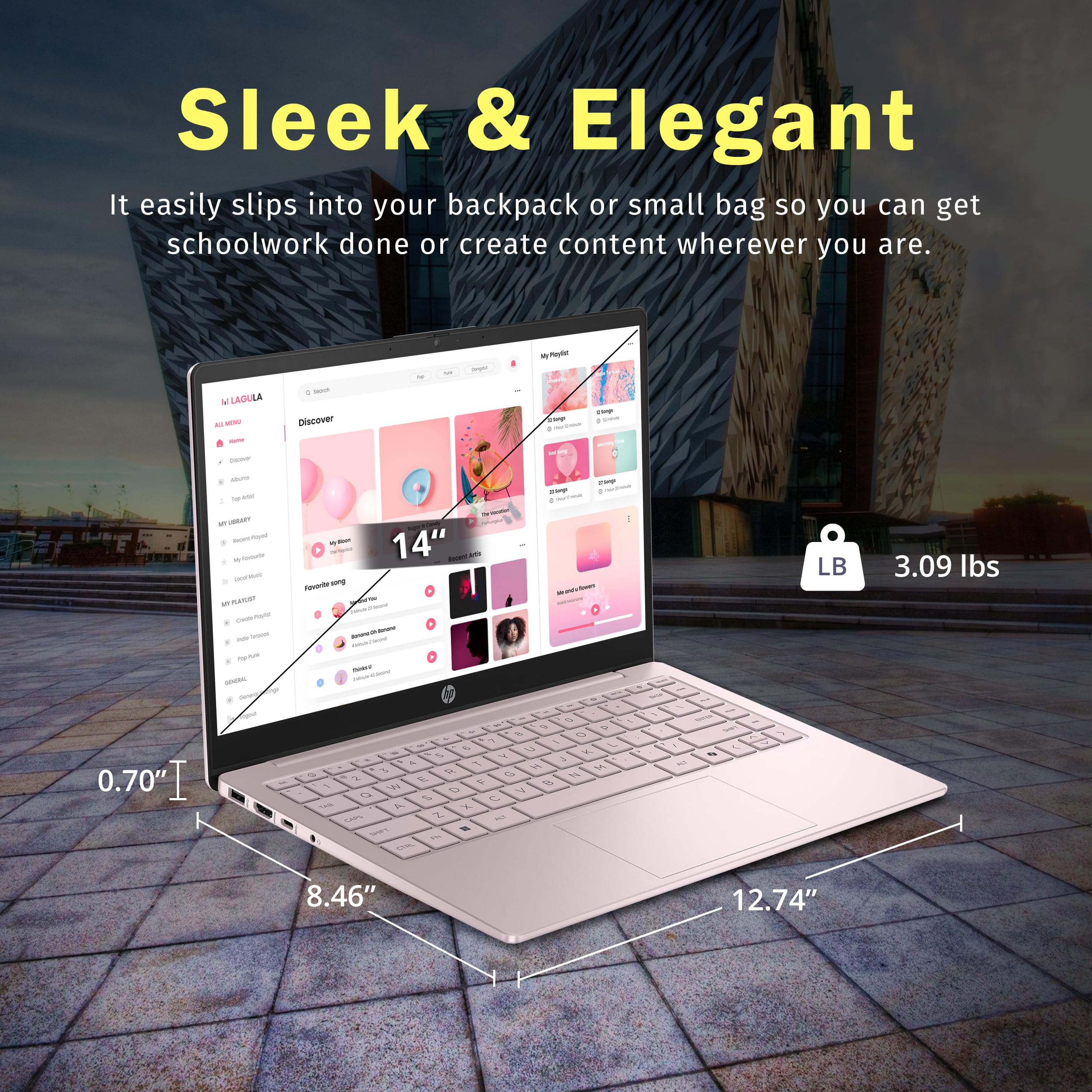 HP Stream 14" HD BrightView Laptop, Intel Celeron N4120, 16GB RAM, 288GB Storage (128GB UFS + 160GB Docking Station Set), Intel UHD Graphics, 720p Webcam, Wi-Fi, 1 Year Office 365, Win 11S, Silver