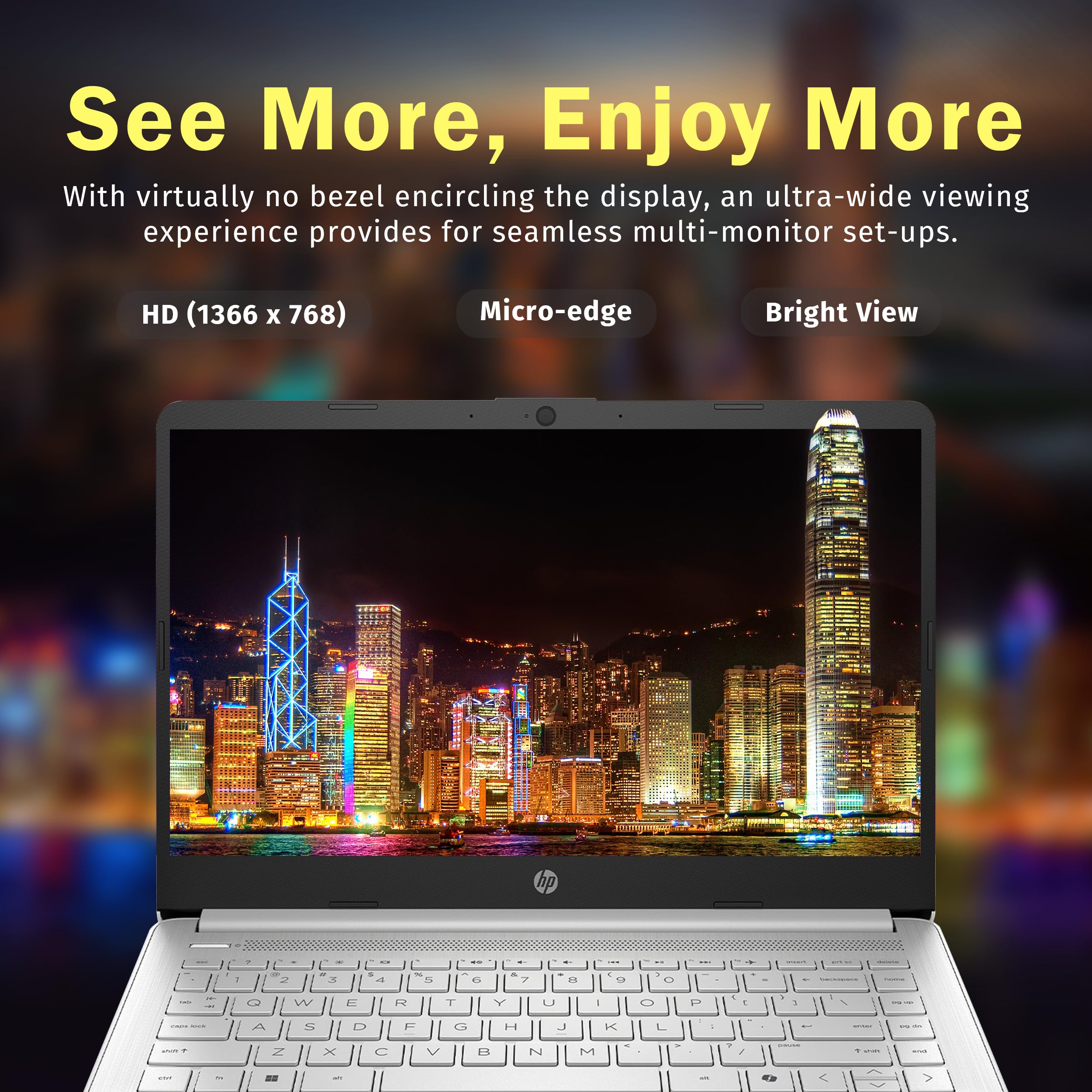 HP Stream 14" HD BrightView Laptop, Intel Celeron N4120, 16GB RAM, 288GB Storage (128GB UFS + 160GB Docking Station Set), Intel UHD Graphics, 720p Webcam, Wi-Fi, 1 Year Office 365, Win 11S, Silver
