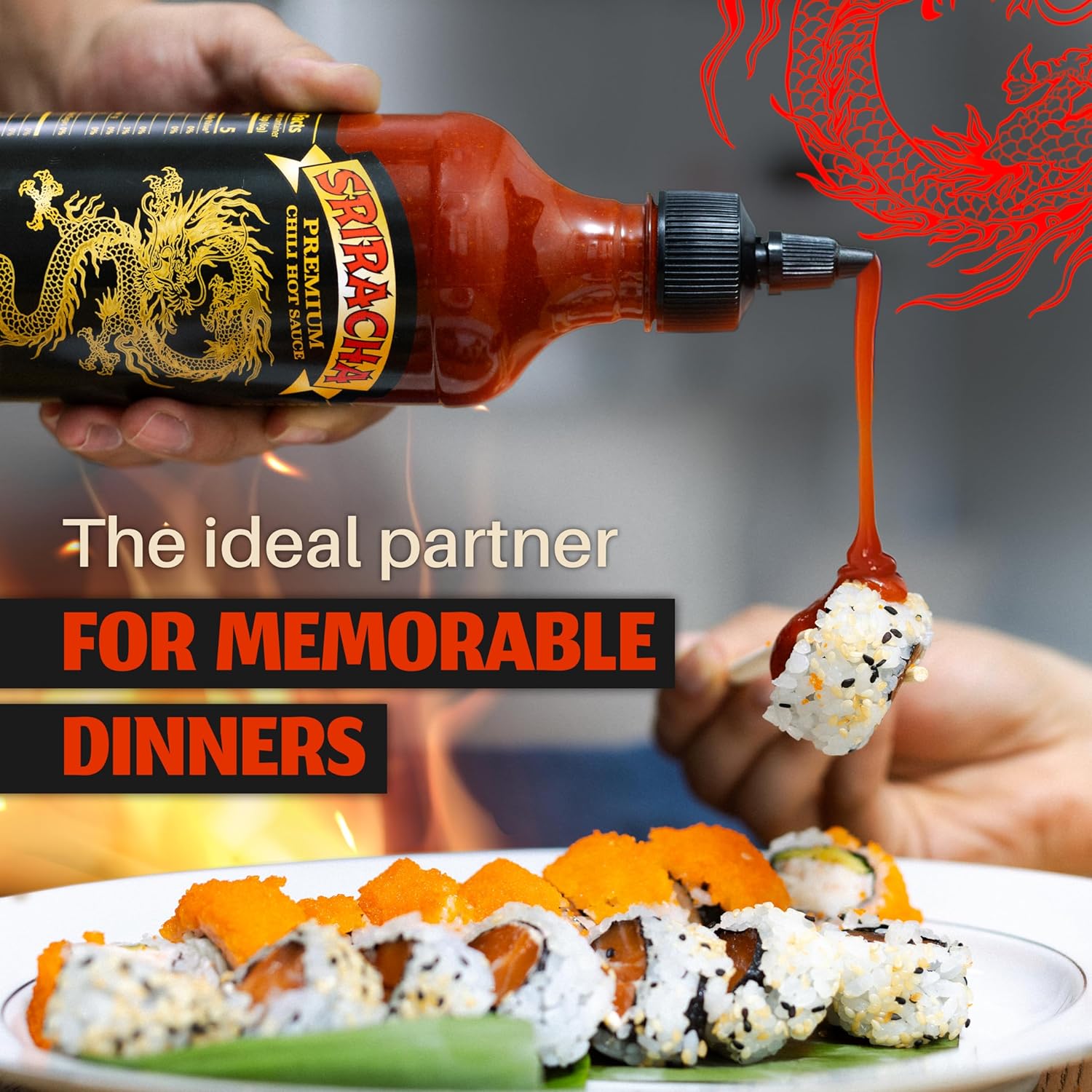 Underwood Ranches Dragon Sriracha Sauce - Hot Sauce for Eggs, Pizza, Mexican Dishes, and More - Holiday Gift for Christmas 17 oz - 2 Pack