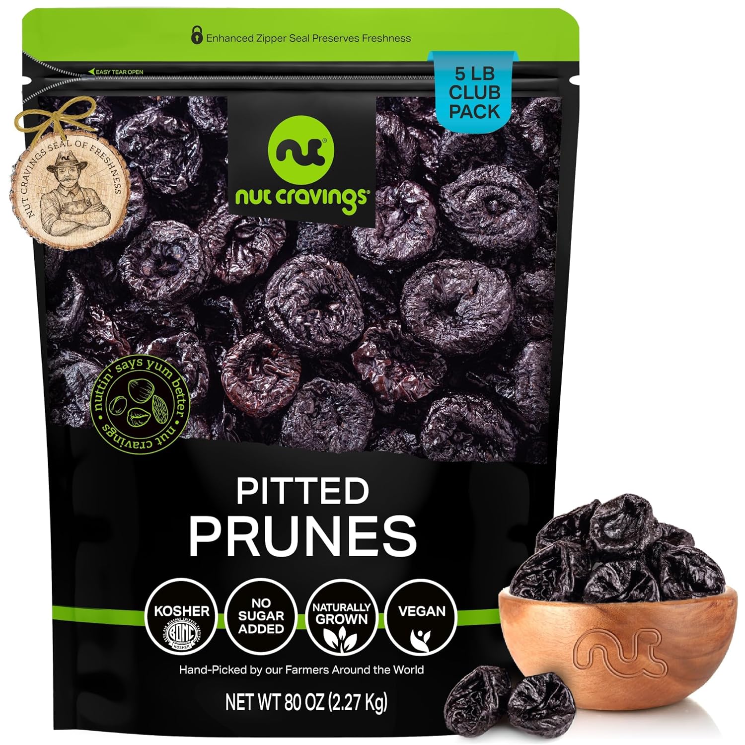 NUT CRAVINGS - Dried California Peaches, No Sugar Added, Unsweetened (16oz, 1 LB) Sweet Healthy Snack, Vegan, Kosher, Resealable Bag