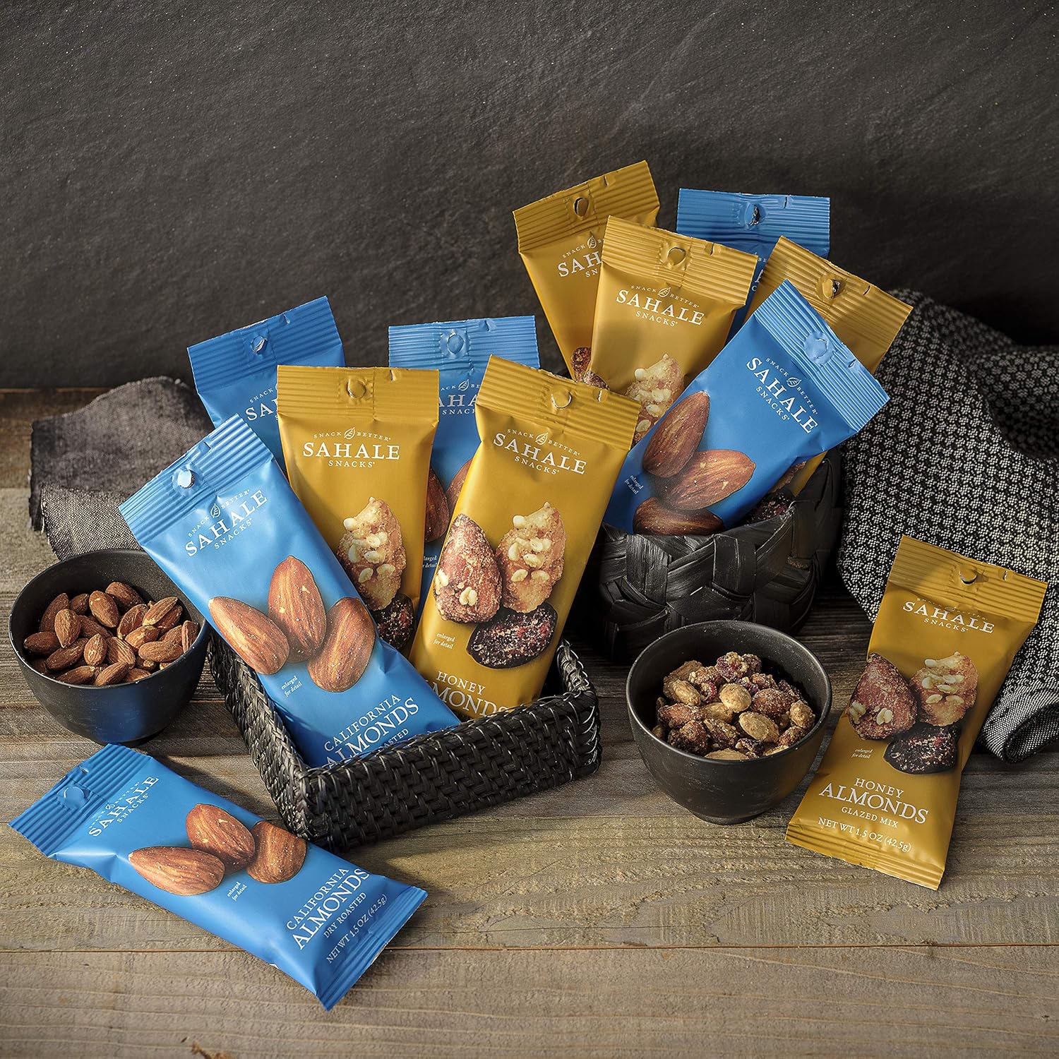 Sahale Snacks Glazed Mix Nut Blend Variety Pack, 1.5 Oz Grab & Go Bags (12 Total Packs) - Four Different Dry-Roasted Deluxe Mixed Nuts Blends Included - Non-GMO Kosher & Certified Gluten-Free Snacks