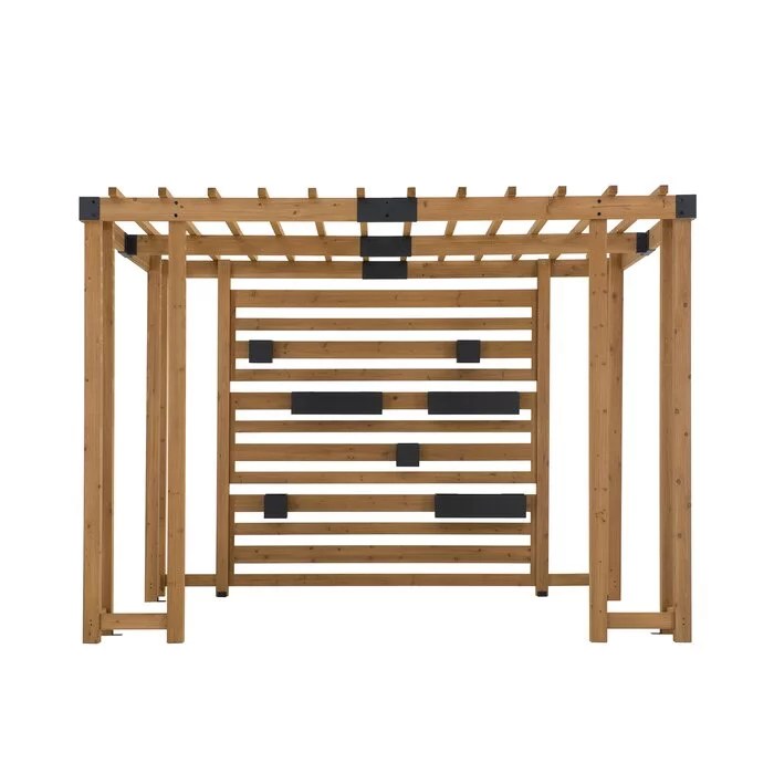 SummerCove 10.5 ft. x 10 ft. Cedar Wood Pergola with Adjustable Hanging Planters