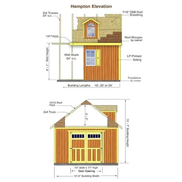 Best barns Hampton 12×24 Wood Storage Shed Sliding Doors & Dormer Kit Installation Included