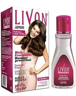 Livon Hair Serum for Men & Women | Smooth, frizz-free, stronger and shinier hair | Suitable for All Hair Types | Lightweight & Non-Greasy Formula | Infused with Argan Oil & Vitamin E | 3.3 Fl. Oz