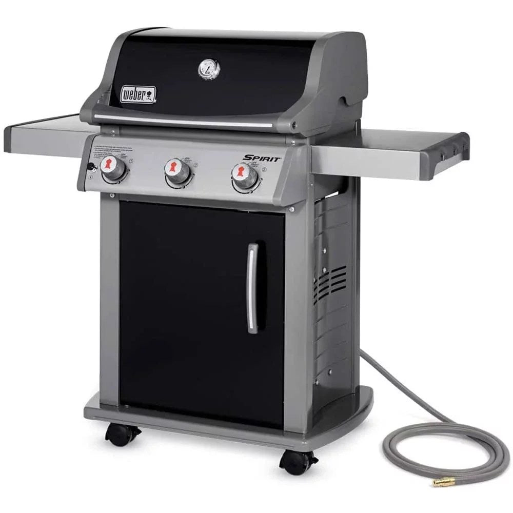 Weber 47510001 Spirit E-310 3-Burner Natural GAS Black Bundle with Generic Grill Cover Barbecue Drip Pans Set of 3